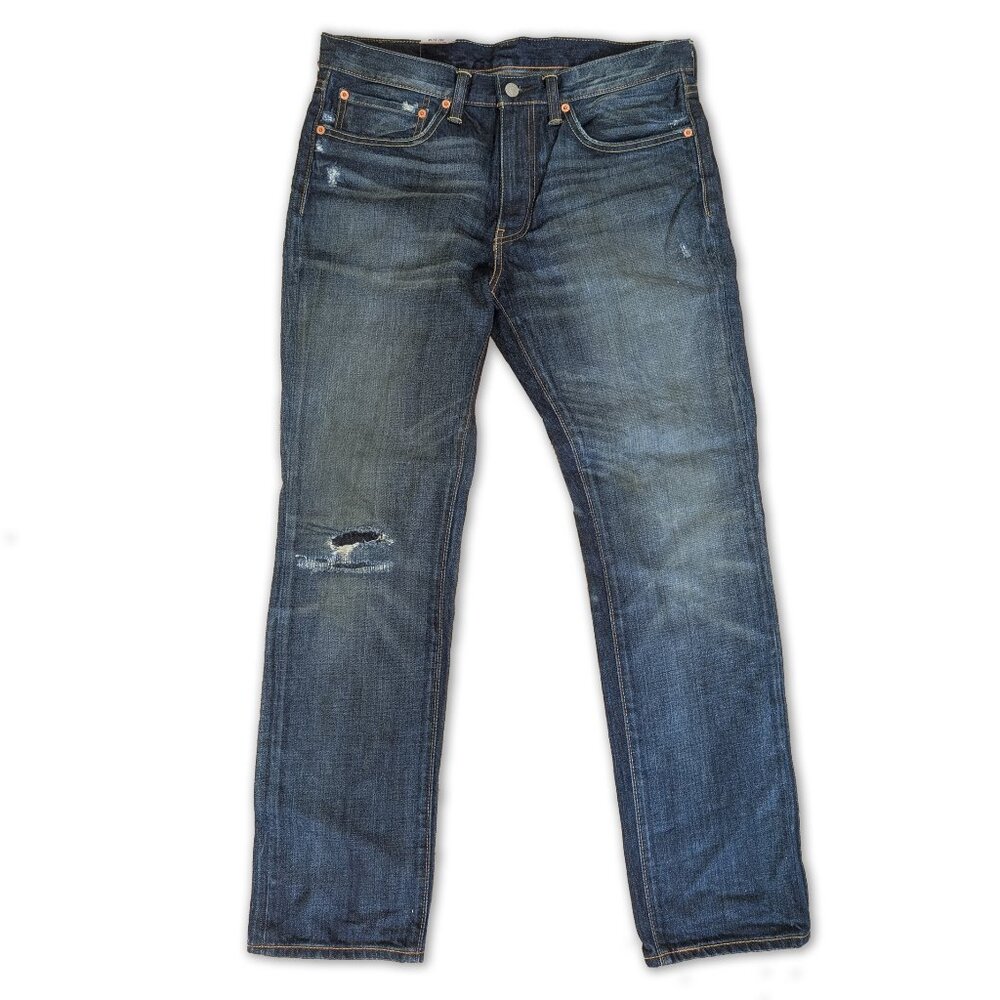 Men’s Levi’s 511 Slim Fit Blue Jeans 34x32 Distressed Reconstructed